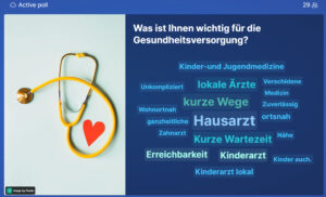 Kurze Wege statt langer Wartezeiten: 29 Rückmeldungen hat unsere Umfrage ergeben zum Thema Gesundheitsversorgung.